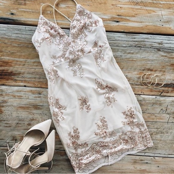 Blush Sequin Slip Dress NWT - Picture 2 of 6